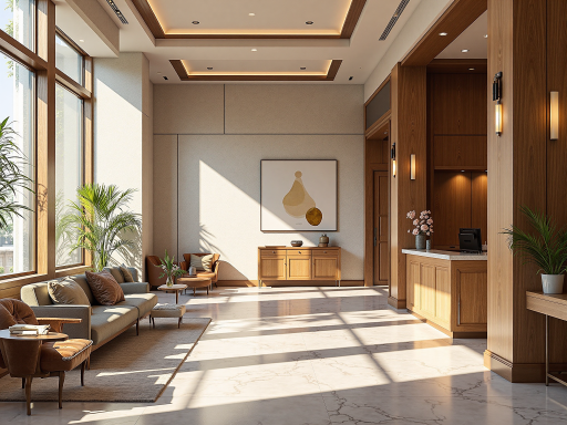 Elegant private banking lounge with comfortable seating, sophisticated interior design and professional staff